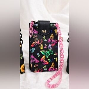 NWT No Boundaries Butterflies Crossbody Cellphone Holder Zipper Wallet